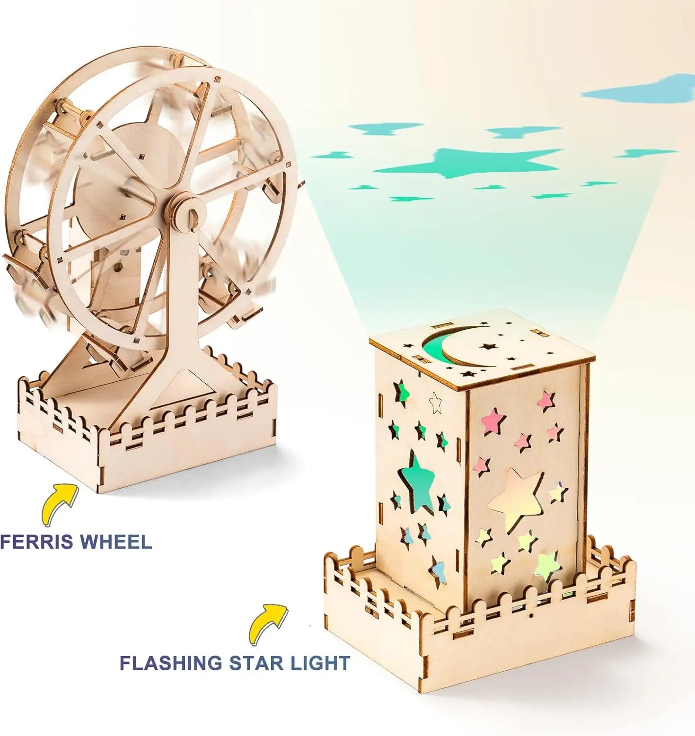 3D Wooden Puzzles Assembly Model Set Educational Toys for Boys & Girls