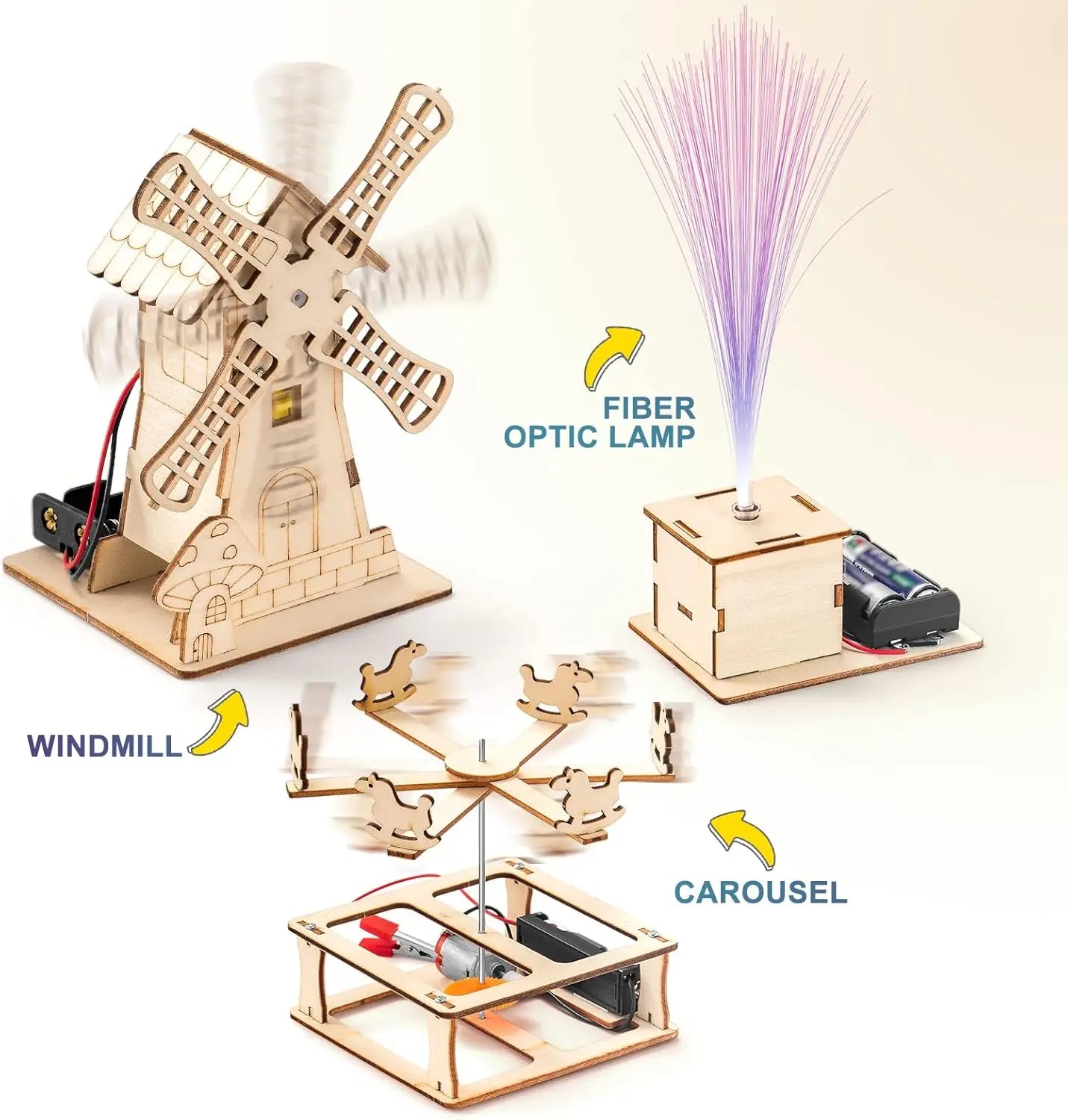 3D Wooden Puzzles Assembly Model Set Educational Toys for Boys & Girls