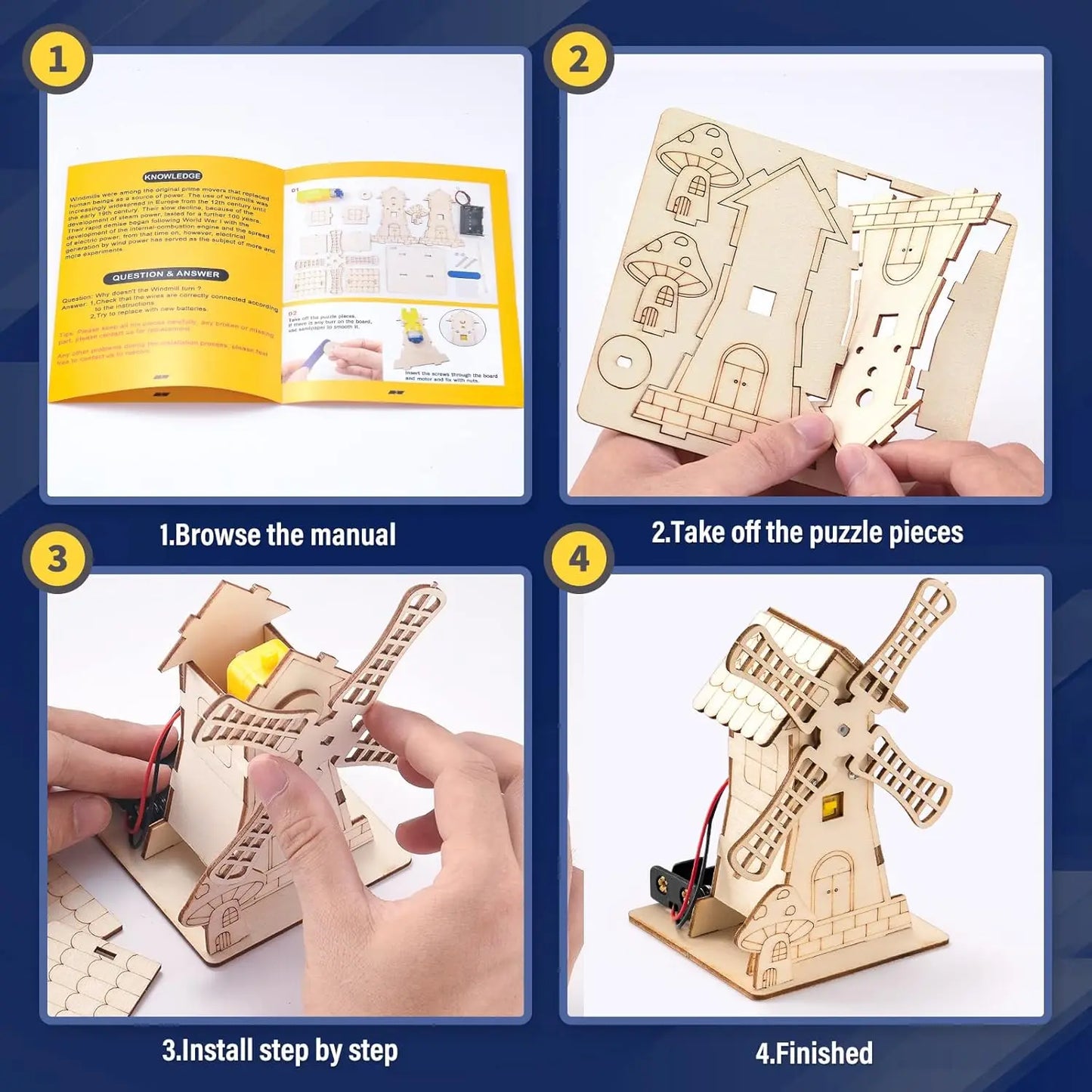 3D Wooden Puzzles Assembly Model Set Educational Toys for Boys & Girls