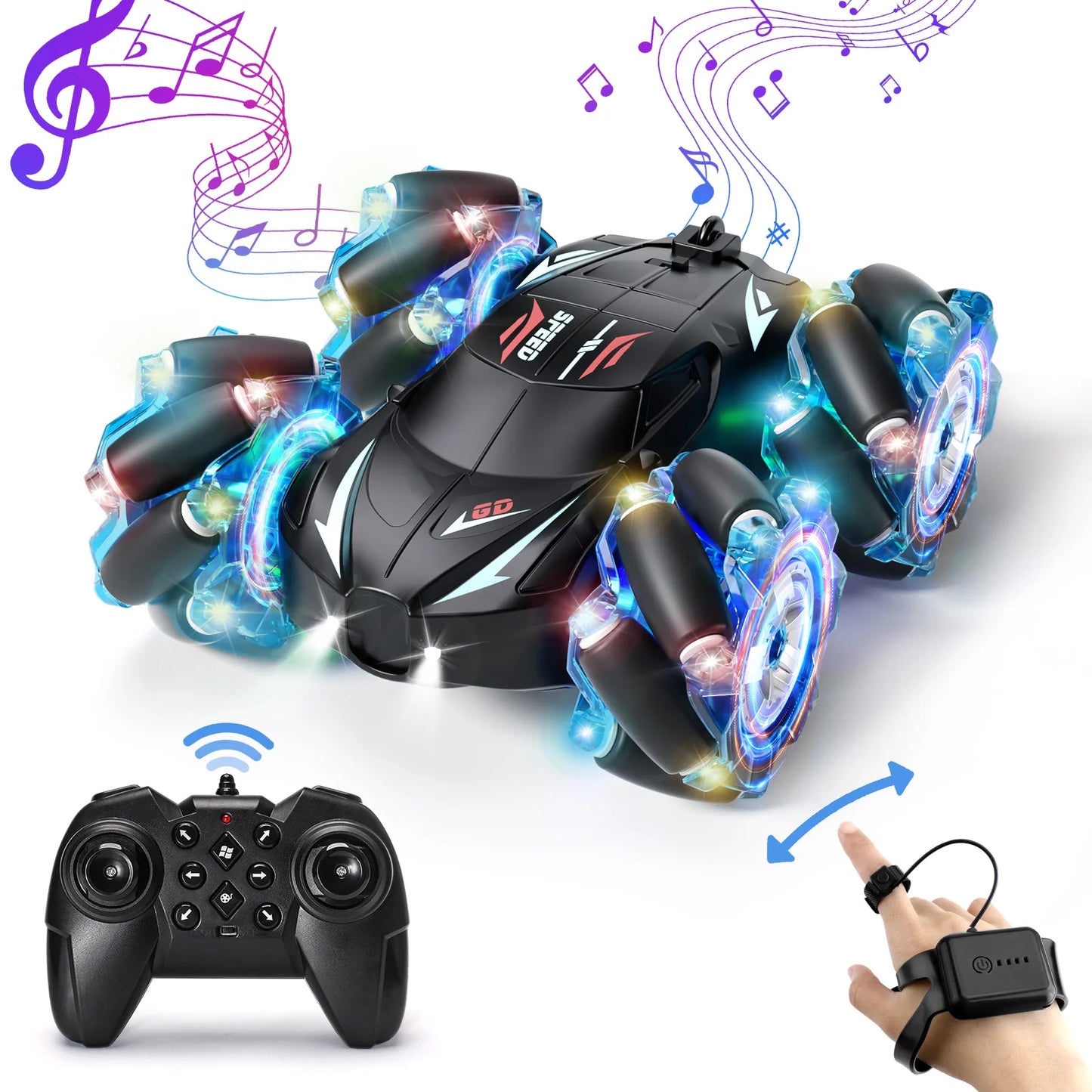 Children's gesture-sensing remote control double-sided drifting stunt car charging four-wheel drive off-road crash-resistant rac