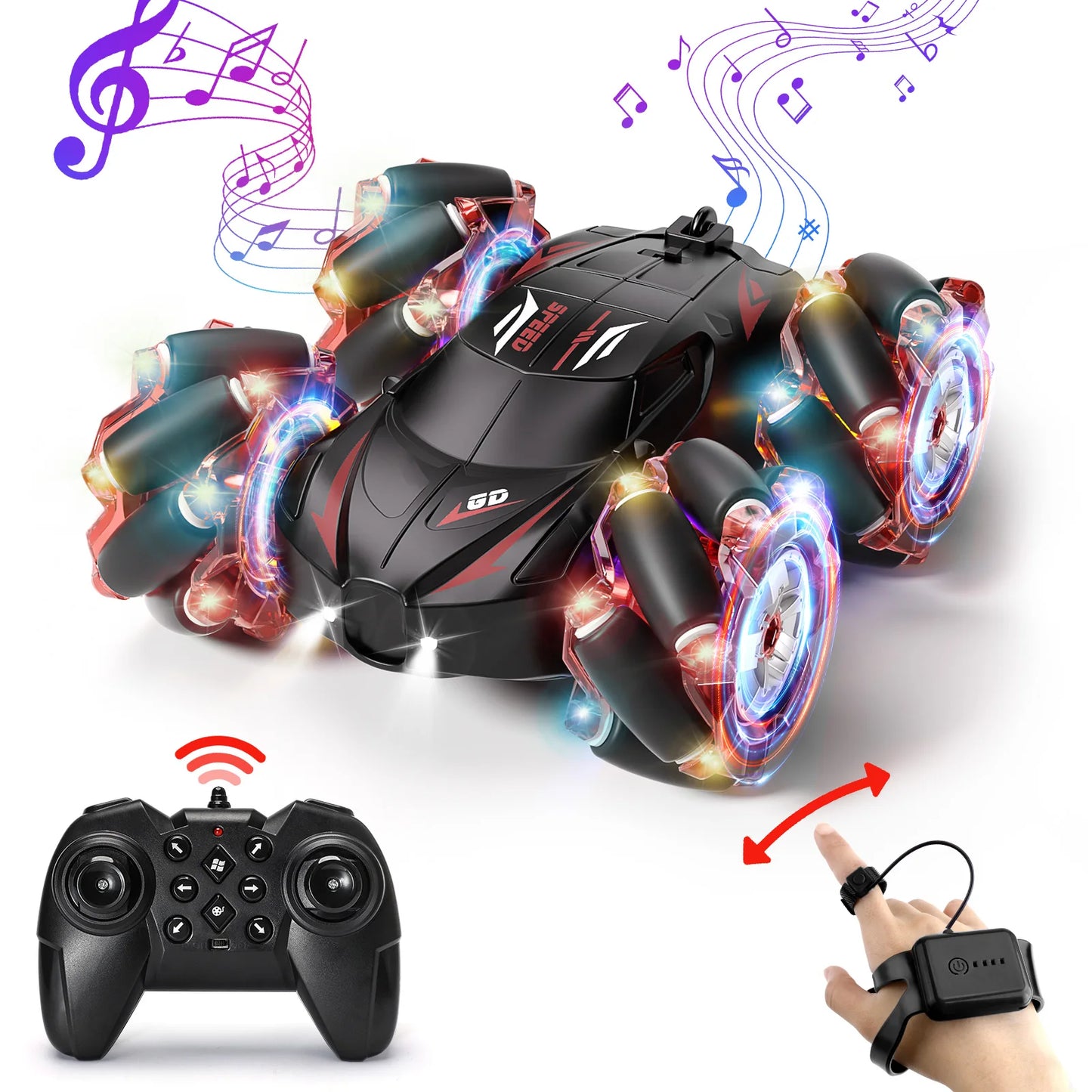 Children's gesture-sensing remote control double-sided drifting stunt car charging four-wheel drive off-road crash-resistant rac