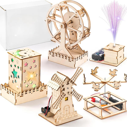 3D Wooden Puzzles Assembly Model Set Educational Toys for Boys & Girls