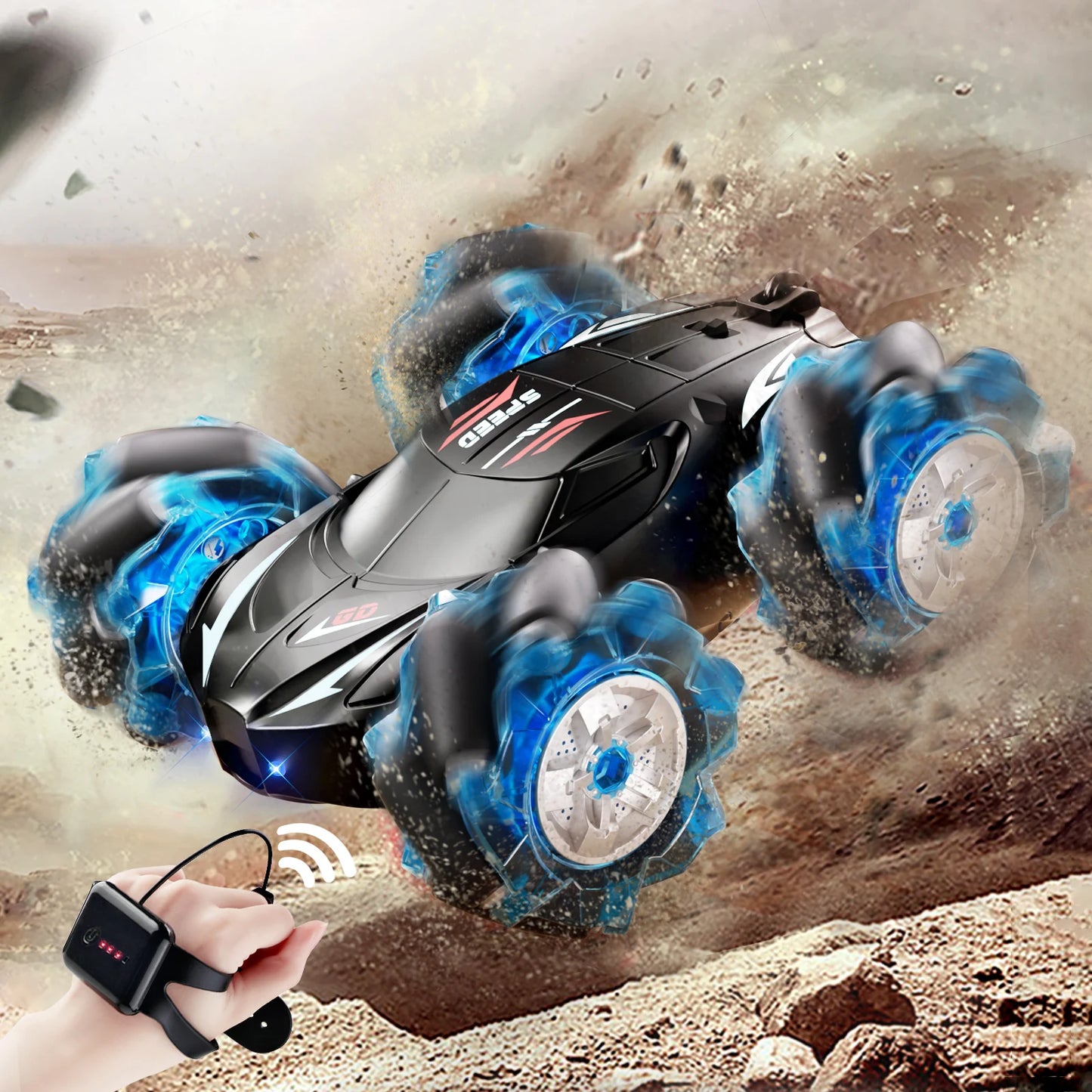 Children's gesture-sensing remote control double-sided drifting stunt car charging four-wheel drive off-road crash-resistant rac