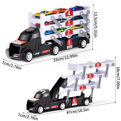 Children's large four layer folding deformation storage sliding catapult track container toy alloy car gift