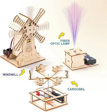 3D Wooden Puzzles Assembly Model Set Educational Toys for Boys & Girls